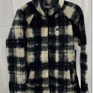 NWT - Women’s Columbia Black and White Plaid Fleece Sherpa  Jacket -Size Small